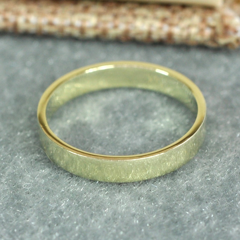 14K Green Gold 3x1mm Flat Edge Ring Solid Gold Wedding Band Etsy