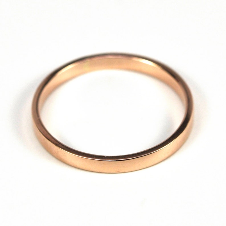 Rose Gold Wedding Band Simple Stacking Ring 18K Gold 2mm Etsy