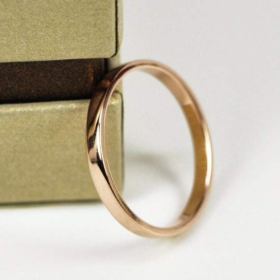 Rose Gold Wedding Band Simple Stacking Ring 18K Gold 2mm | Etsy
