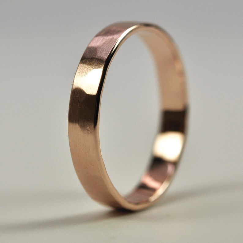 14K Rose Gold Wedding Band 4mm Faceted Matte Gold Ring | Etsy