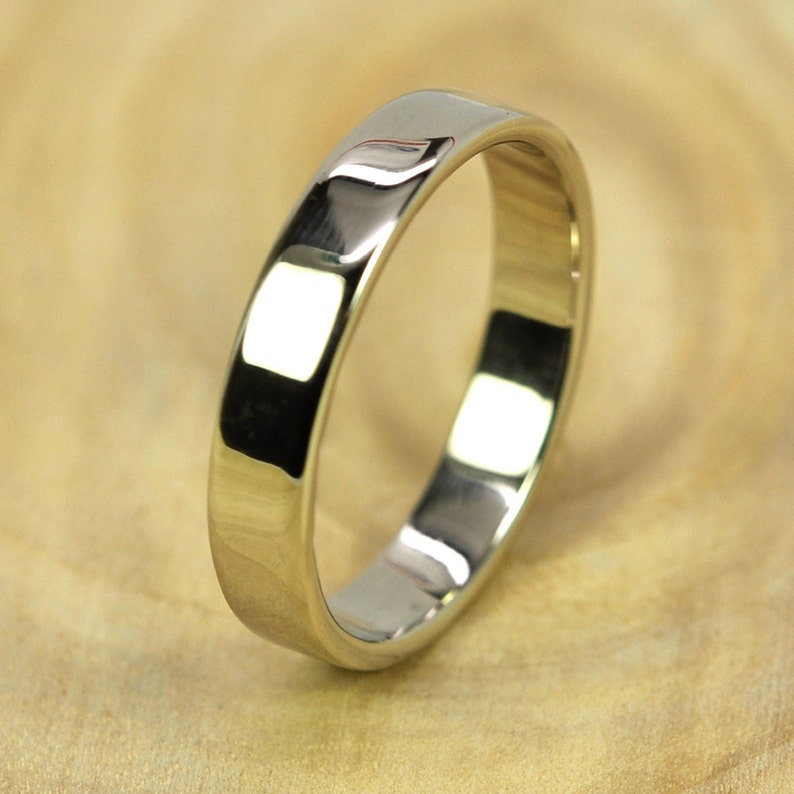 14K Palladium White Gold Wedding Band 4mm Recycled Gold Etsy