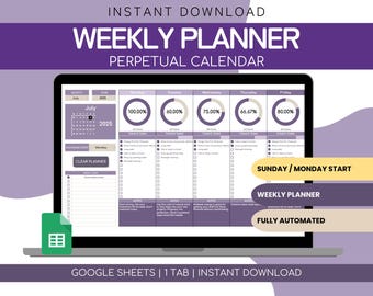 Weekly Planner Google Sheets | Daily Schedule Spreadsheet | Daily Planner Google Sheets | Weekly Planner Spreadsheet | Task Tracker Google