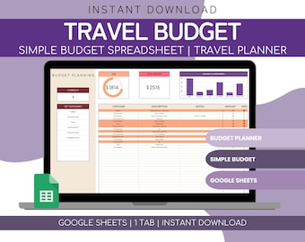 Reisebudget Vorlage Google Sheets | Reisebudget-Planer-Tracker Reisebudget-Tracker Urlaubsbudgetplaner Budgetplaner Google Sheets