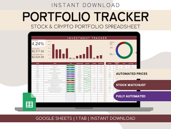 Investment Tracker For Google Sheets | Stock Portfolio For Google Sheets | Trading Journal Crypto Tracker For Google Sheets Stock And Crypto