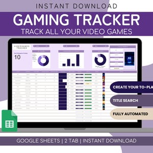 Gaming Tracker Google Sheets | Simple Video Game Tracker Spreadsheet | Gaming Log Spreadsheet | Video Game Spreadsheet | Gaming Template