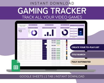 Gaming Tracker Google Sheets | Simple Video Game Tracker Spreadsheet | Gaming Log Spreadsheet | Video Game Spreadsheet | Gaming Template