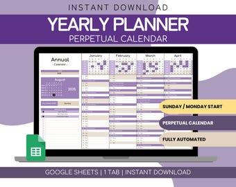Planner annuale Fogli Google Planner annuale Fogli Google / Calendario annuale Fogli Google Modello di calendario Year At A Glance Calendario annuale