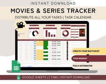 Movies & Series Tracker | Series Planner with Review Spreadsheet | Movie Tracker Template Google Sheets | Movie Journal | Show Tracker