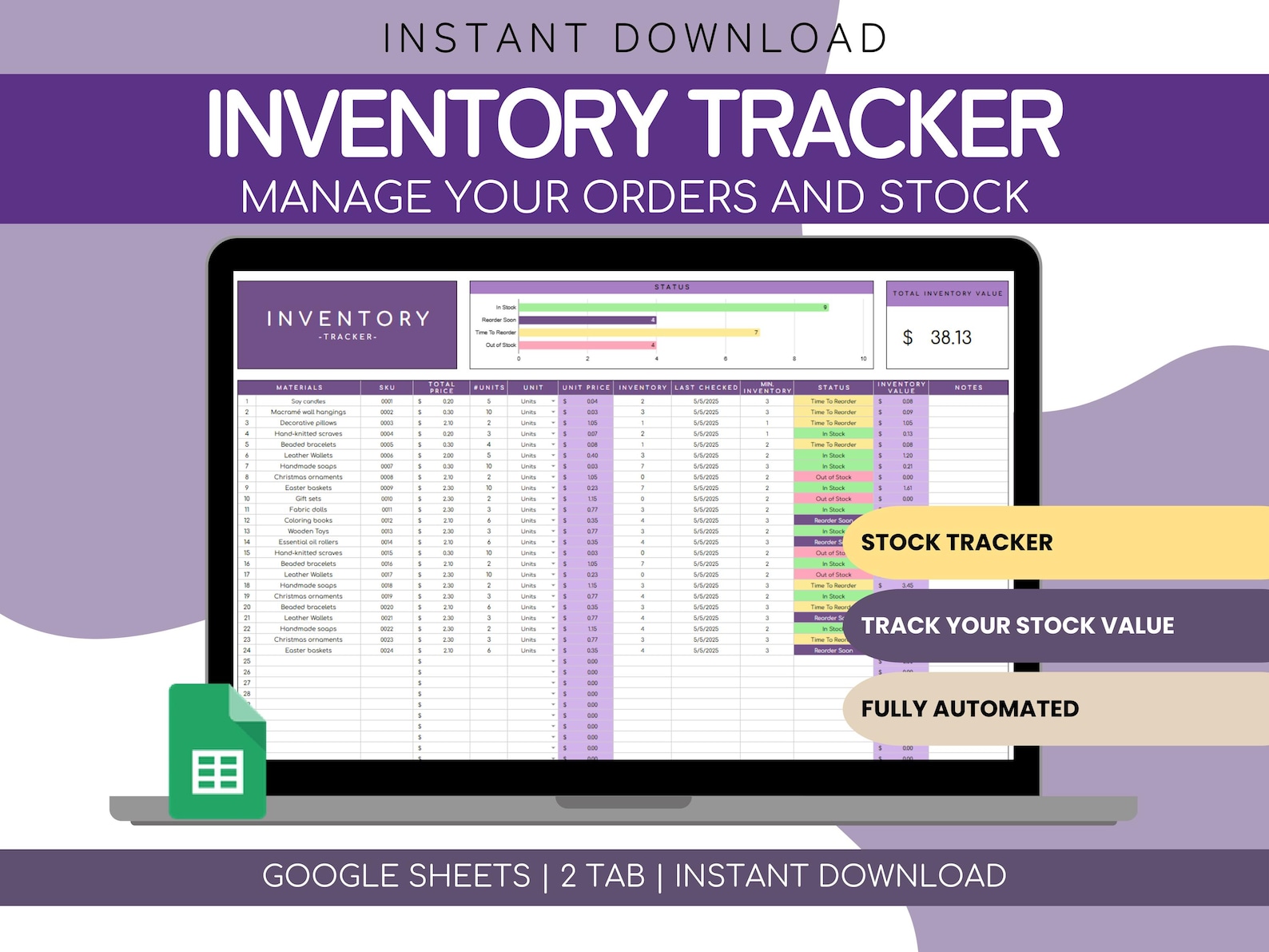 Inventory Tracker for Google Sheets | Small Business Inventory ...