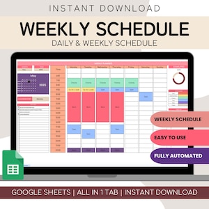 Weekly Schedule Spreadsheet | Daily Schedule Spreadsheet | Weekly Planning | Perpetual Calendar | Task Tracker | Google Sheets Daily Routine