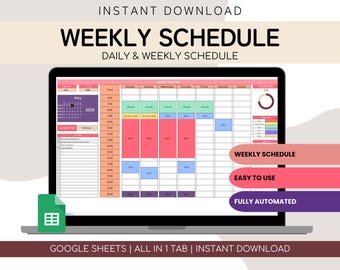 Weekly Schedule Spreadsheet | Daily Schedule Spreadsheet | Weekly Planning | Perpetual Calendar | Task Tracker | Google Sheets Daily Routine