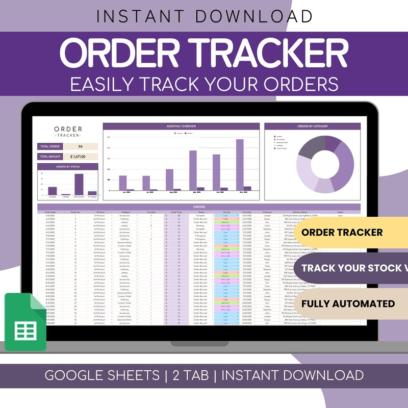 Order Activity Log Order Log - Etsy