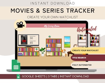 Movies & Series Tracker For Google Sheets | Series Planner with Review Spreadsheet | Film Tracker Google Sheets | Movie Journal | Movie Plan