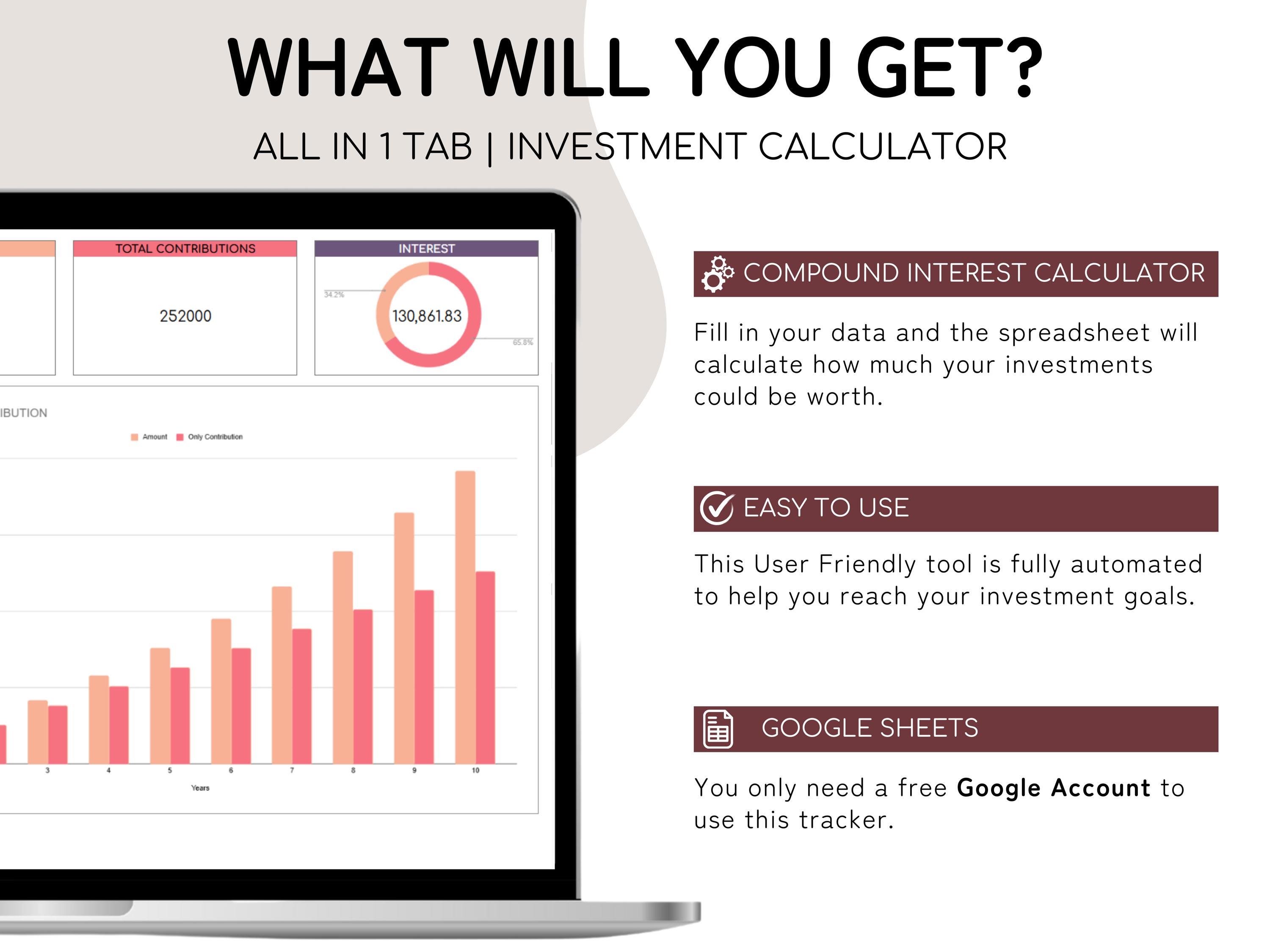 Compound Interest Calculator Google Sheets | Financial Calculator  Spreadsheet | Digital Investment Tracker | Personal Finance Calculator -  Etsy