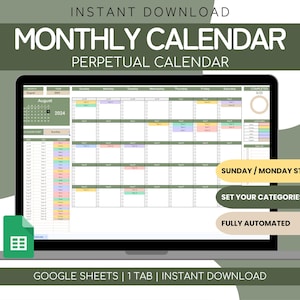 Maandelijkse agenda-spreadsheet Google Spreadsheets | Dagelijks schema | Kleurgecodeerde kalender | Docent Google Spreadsheets Agenda | Taaktracker