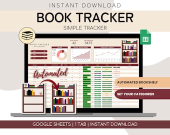 Book Tracker Template | Book Tracker Google Sheets | Book Log Template | Digital Book Tracker Journal | Bookshelf Reading Tracker Google