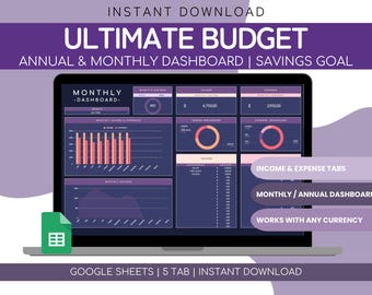 Budget Google Sheets Monthly Template | Simple Budget Spreadsheet For Google Sheets | Budget Tracker Template Google Sheets Paycheck Budget