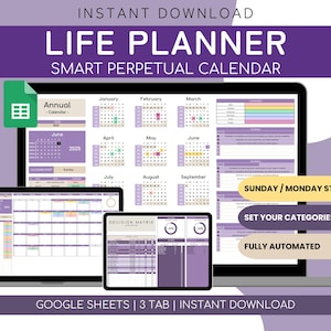 Jaaragenda Google Spreadsheets | Spreadsheet dagelijks schema | Life Planner Google Spreadsheets |  Sjabloon ADHD-dagplanner | Maandkalender