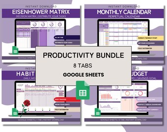 Productivity Planner Bundle Spreadsheet | Productivity Bundle Spreadsheet  |  | Productivity Spreadsheet Life Organizer Bundle Spreadsheet