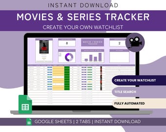 Movies & Series Tracker Google Sheets | Movie Review Journal | Audiobook Tracker Google Sheets | Movie Journal Log | Podcast Tracker Google