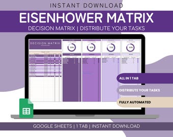 Decision Matrix Google Sheets  | Eisenhower Making Template Task Priority Tracker Eisenhower Decision Matrix Template Task Tracker Planner