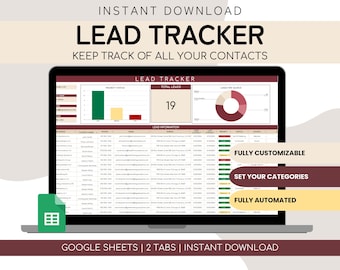Blei-Tracker für Google Sheets Tabelle | Digitales Kunden-System | Kommunikationslogbuch für kleine Unternehmen | Kontaktliste | Anrufliste