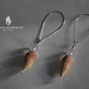 Beige Flower Bud Dangle  Earrings