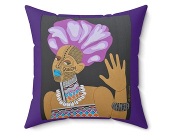 Colorful Queen #3 Spun Polyester Square Pillow