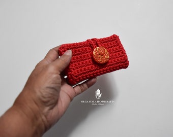 Crocheted Red Card Holder