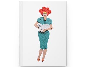 Lady with White Cat Hardcover Journal