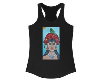 Taina Frida with Hibiscus and Parrot Women's Ideal Racerback Tank