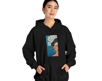 Frida with Daisies Unisex Heavy Blend Hooded Sweatshirt