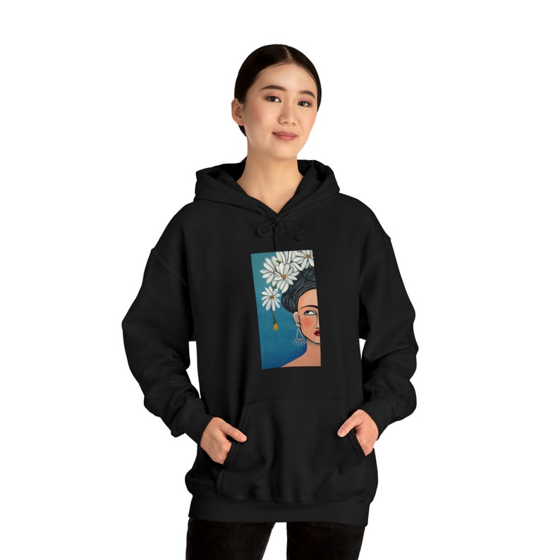 Frida mit Gänseblümchen Unisex Heavy Blend Kapuzen Sweatshirt Bild 1