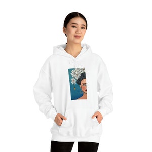 Frida with Daisies Unisex Heavy Blend Hooded Sweatshirt image 9