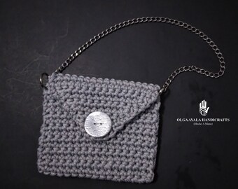Silvery Gray Handbag with Chain Strap