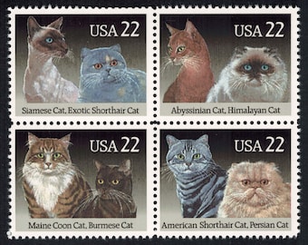US Cats Block of Four Unused 22 Cent Stamps