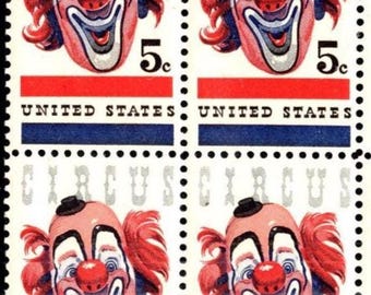 アメリカのサーカスのピエロの未使用5セント切手4枚セット