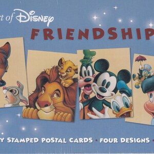 Tarjetas postales sin abrir, prefranqueadas, de Disney, "El arte de la amistad", de 23 centavos, de EE. UU.
