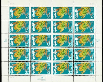 US Chinese New Year of the Tiger Pane of Unused 32 Cent Stamps