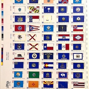 Tvåhundraårsjubileum 1976 13c Statsflaggfrimärken Ruta med 50 oanvända