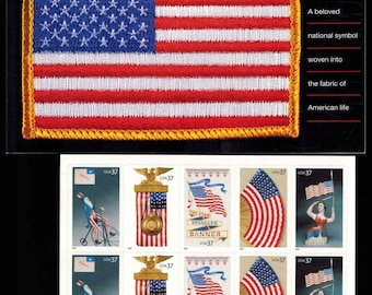 US Old Glory Booklet Pane of Ten Unused 37 Cent Stamps
