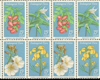 US Endangered Flora Block of Twelve Unused 15 Cent Stamps