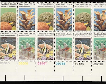 US Coral Reefs Block of Twelve Unused 15 Cent Stamps