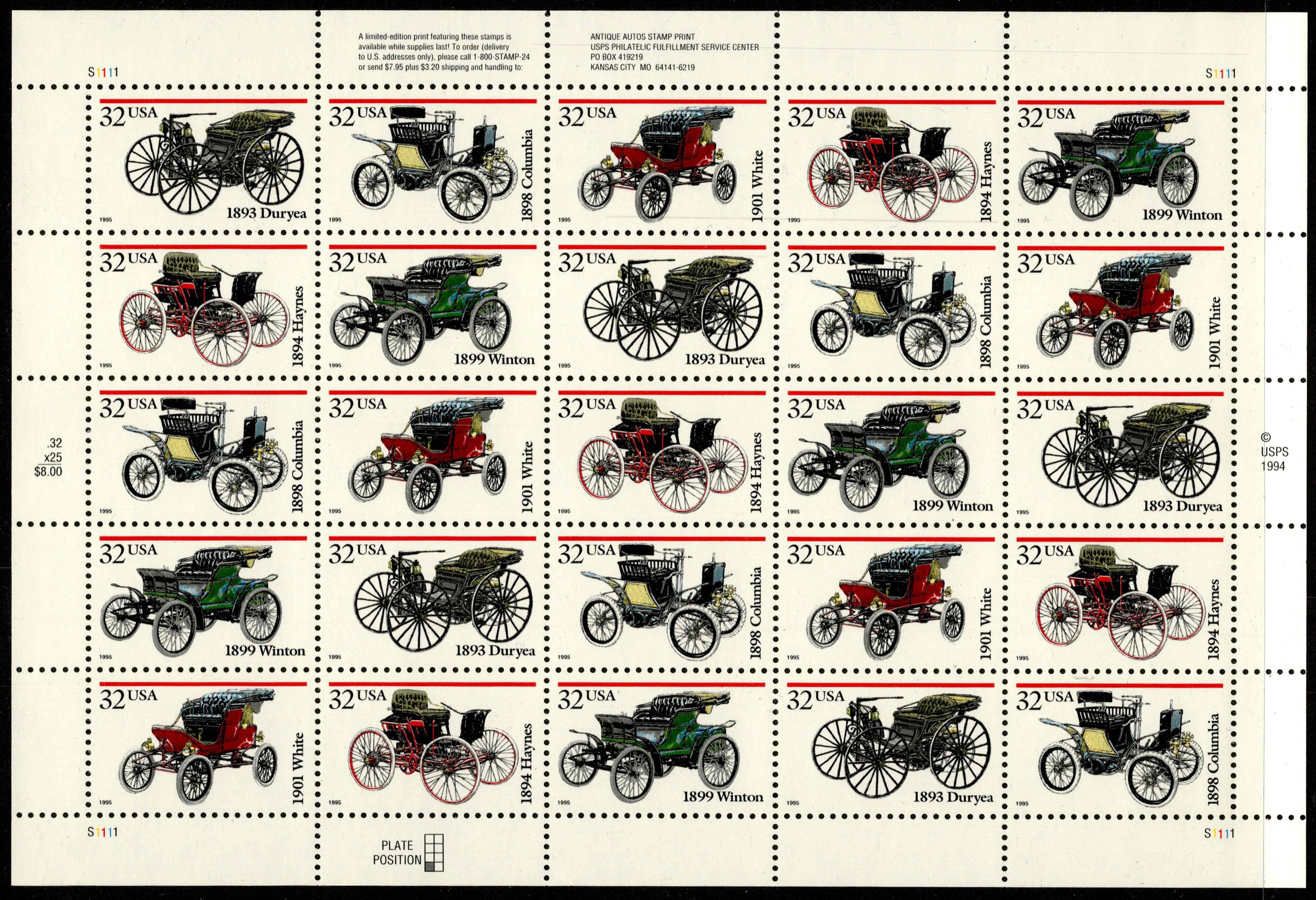 米国のアンティーク自動車未使用の 32 セント切手 20 枚セット - Etsy 日本