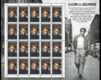 ハリウッドの伝説の切手シート、ジェームズ・ディーン、未使用の米国32