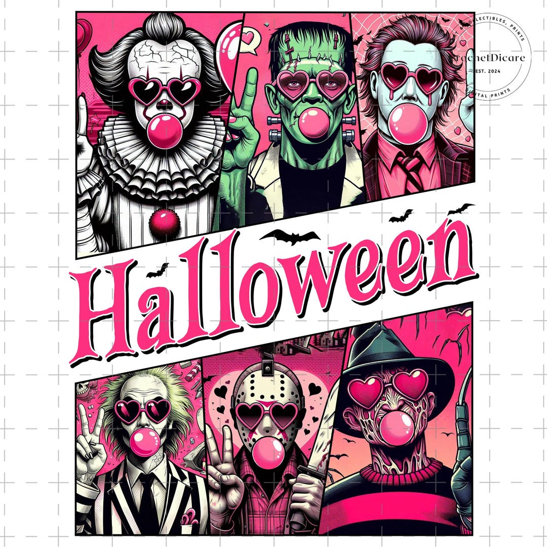 Pink Horror Blowing Bubble Png, Friends Horror Characters Png, Scary