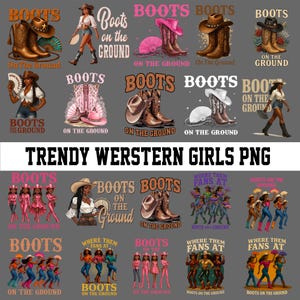 Boots On the Ground PNG Bundle, Line Dance Southern Soul Blues RnB Workout Cowboy Boots Pink Cowgirl Boots PNG Sublimation,Melanin Women Png