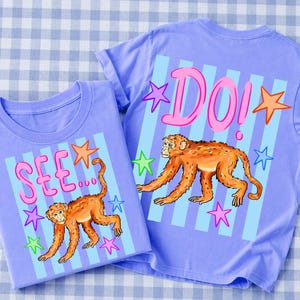 Striped See Ya Do PNG, Monkey See PNG, Catch Phrase Png, Retro Kids Animal Graphic,  Girly Png, Boutique Png, Trendy Playful Quote Design