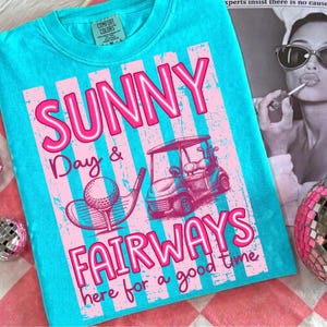 Sunny Day & Fairways PNG, Striped Summer Golf Vibes, Golf Shirt Design, Retro Golf Cart, Funny Golf Girl PNG, Golf Lover Digital Download