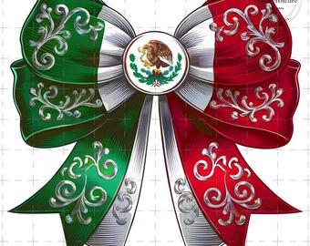 Peut inclure: Un nœud vert, blanc et rouge avec un motif argenté et les armoiries mexicaines au centre.